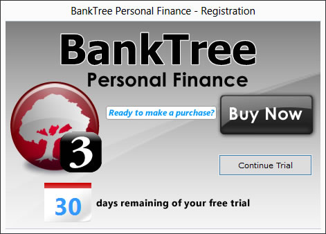BankTree Personal Finance Software - Registration Screen